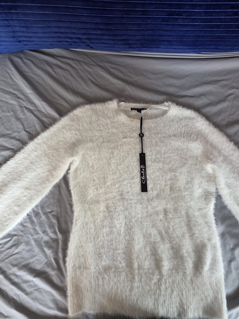 Charlie B Cream Fuzzy Crew Neck Sweater